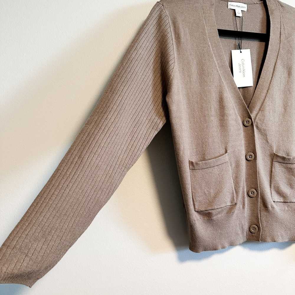 Calvin Klein Jeans Soft Button Front Pockets Classic Cardigan NWT Size M - Picture 7 of 11